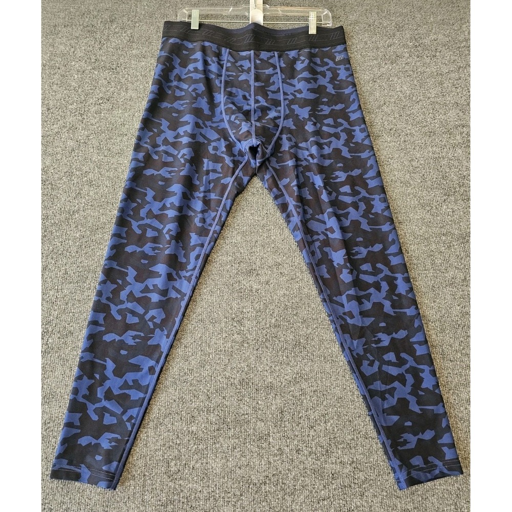 Zyia Active Men's Large Compression Tights Workout Blue/Black Camo